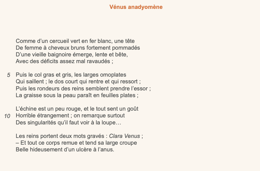 vénus rimbaud cahier de douai