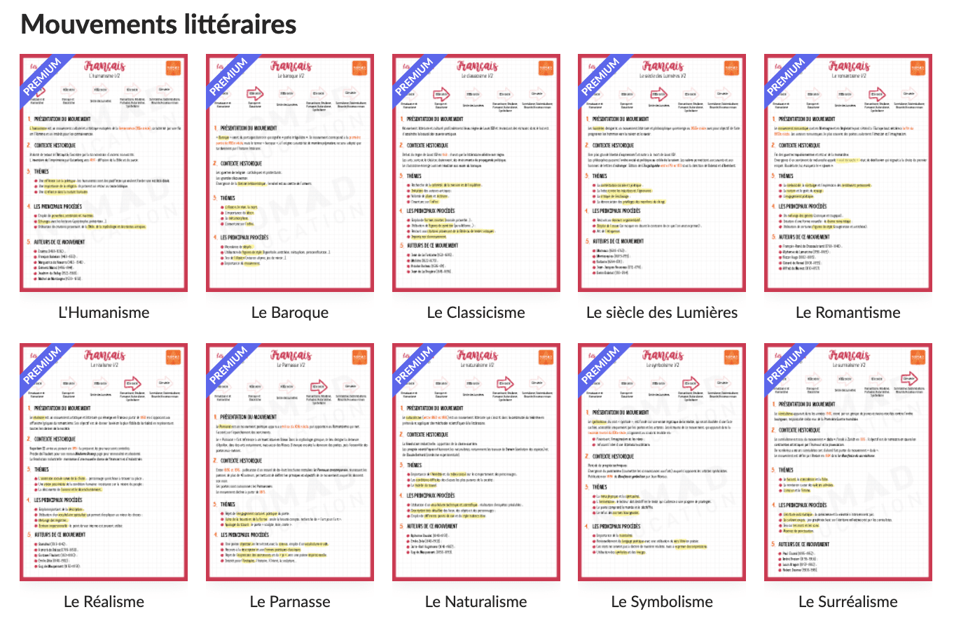 mouvements littéraires bac français 
