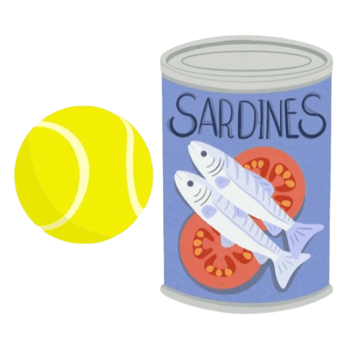 balle de tennis + conserve
