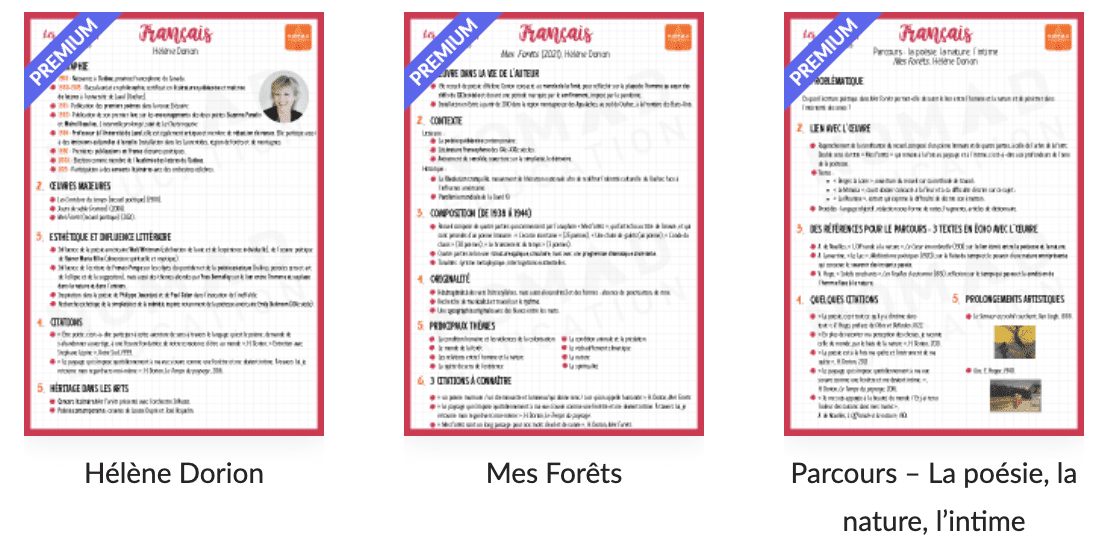 fiches bac français nomad education hélène dorion mes forets 