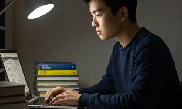 Un candidat libre au bac révisant dans sa chambre