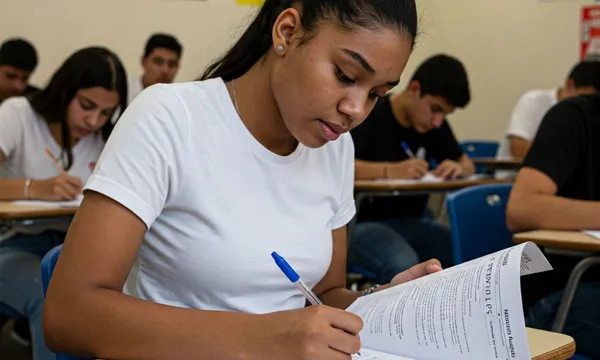Lycéenne qui passe les rattrapages du Bac