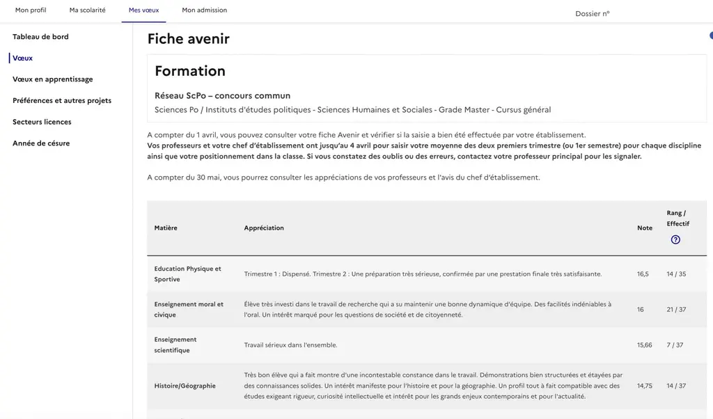 Qu’est-ce que la fiche Avenir sur Parcoursup